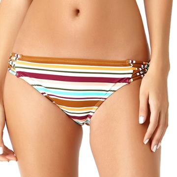 Juniors' California Sunshine Strappy Striped Hipster Bikini Bottoms, Women's, Size: Medium, Laser Light