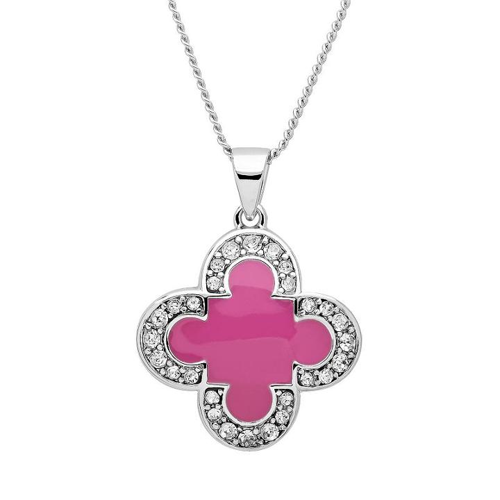 Marie Claire Jewelry Crystal Silver Tone Clover Pendant Necklace, Women's, Size: 17, Lt Purple