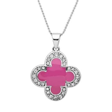 Marie Claire Jewelry Crystal Silver Tone Clover Pendant Necklace, Women's, Size: 17, Lt Purple