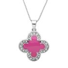 Marie Claire Jewelry Crystal Silver Tone Clover Pendant Necklace, Women's, Size: 17, Lt Purple