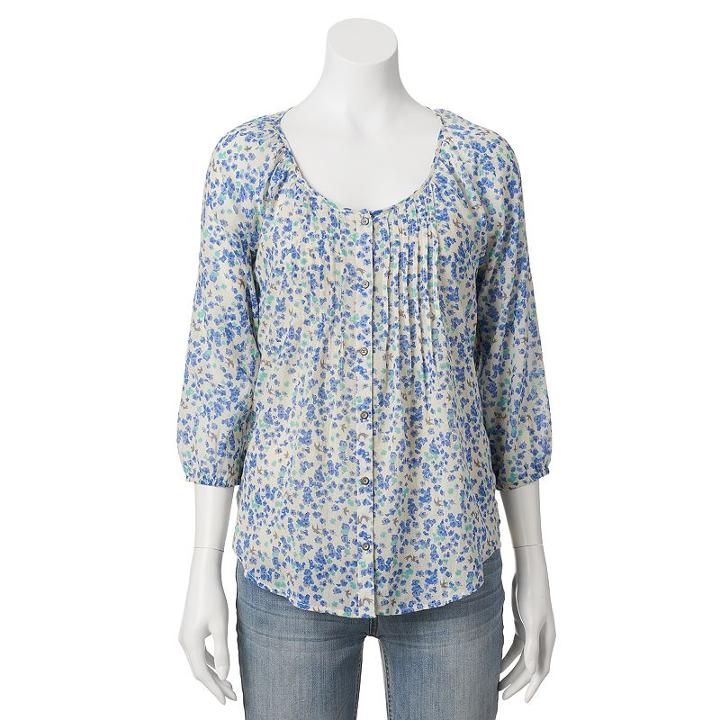 Sonoma Goods For Life&trade; Pintuck Peasant Top Set - Women's, Size: Small, Med Blue