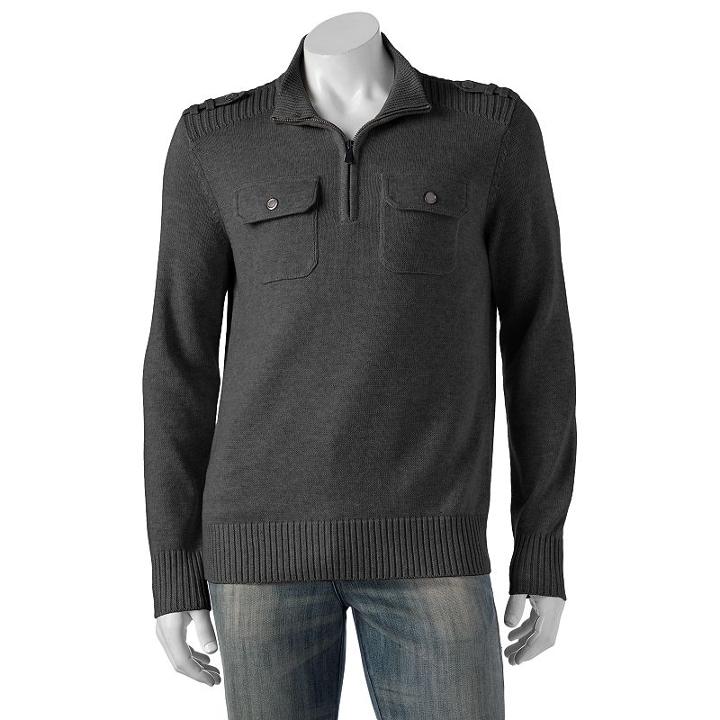 Men's Apt. 9&reg; Modern-fit Military Sweater, Size: Large, Dark Grey