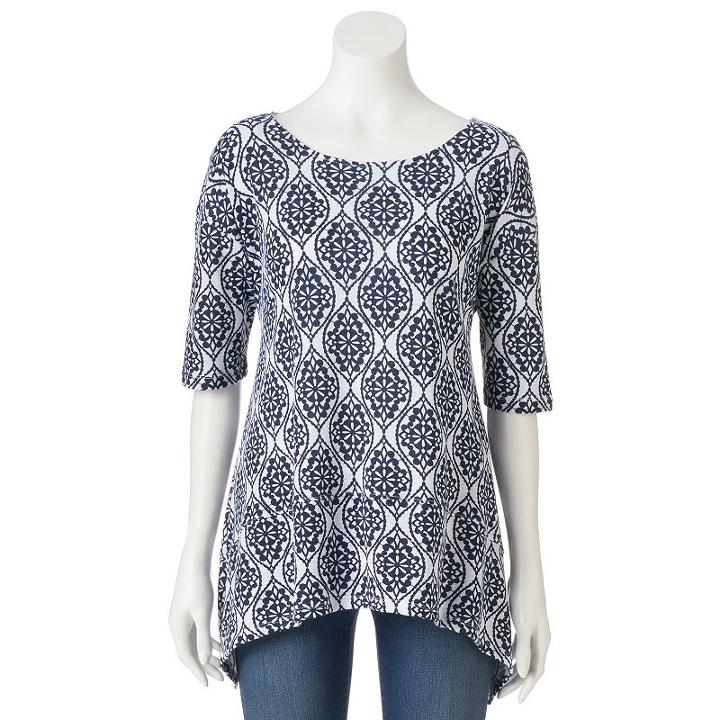Women's Croft & Barrow&reg; Drop-shoulder Handkerchief Tee, Size: Small, Blue