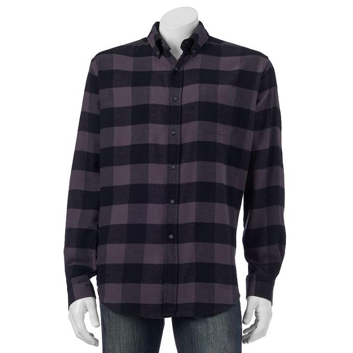 Big & Tall Croft & Barrow&reg; Classic-fit Plaid Flannel Button-down Shirt, Men's, Size: 4xb, Grey (charcoal)