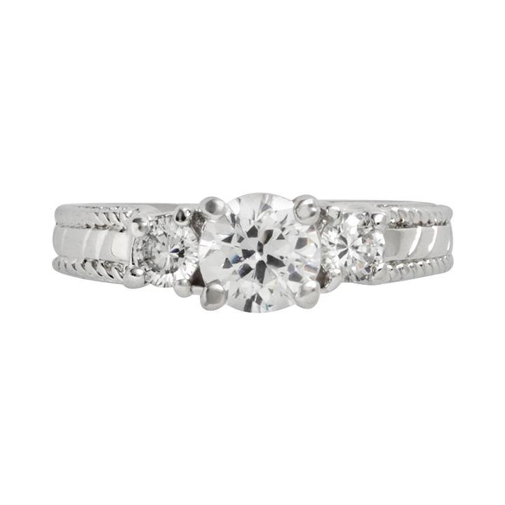 Sterling Silver Cubic Zirconia 3-stone Ring, Women's, Size: 10, White