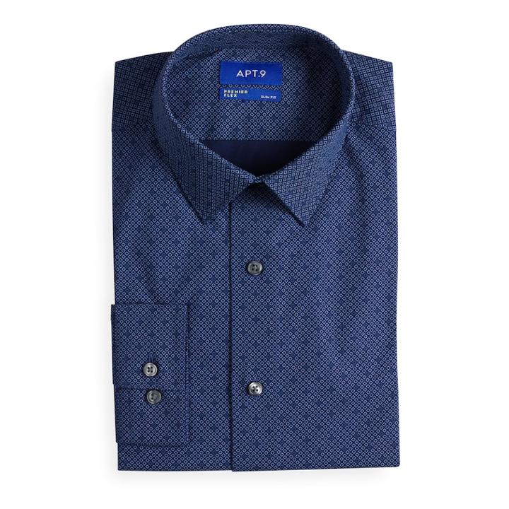 Men's Apt. 9&reg; Slim-fit Premier Flex Collar Stretch Dress Shirt, Size: 16.5-32/33, Blue
