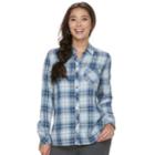 Petite Sonoma Goods For Life&trade; High-low Plaid Shirt, Women's, Size: M Petite, Dark Blue