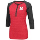Women's Campus Heritage Nebraska Cornhuskers 3/4-sleeve Henley Tee, Size: Xxl, Dark Red