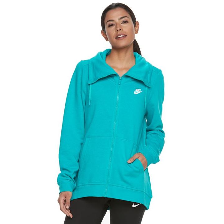 Women's Nike Sportswear Funnel Neck Zip Up Hoodie, Size: Large, Med Green