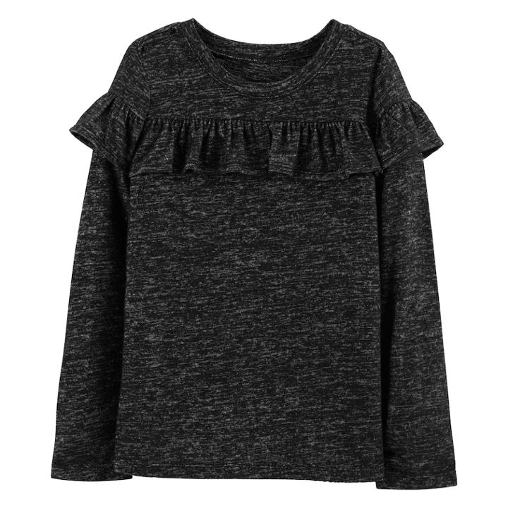 Girls 4-14 Oshkosh B'gosh&reg; Ruffled Space-dye Top, Size: 8, Black