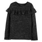 Girls 4-14 Oshkosh B'gosh&reg; Ruffled Space-dye Top, Size: 8, Black