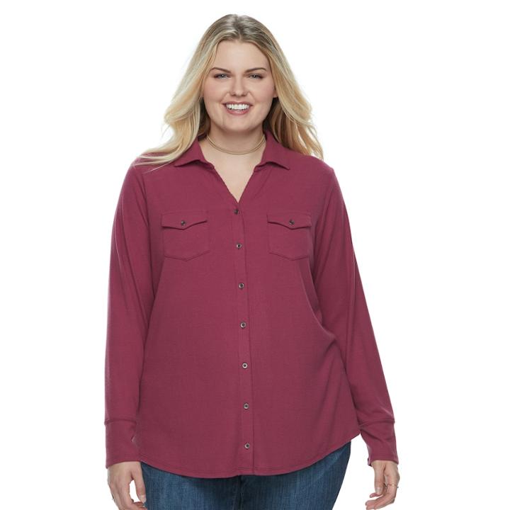 Plus Size Sonoma Goods For Life&trade; Utility Shirt, Women's, Size: 4xl, Med Red
