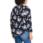 Plus Size Chaps Cotton Long Sleeve Peasant Top, Women's, Size: 2xl, Blue (navy)