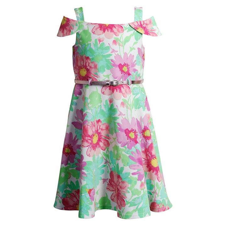 Girls 4-6x Youngland Floral Off-the-shoulder Dress With Belt, Girl's, Size: 6, Purple Oth