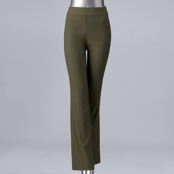 Women's Simply Vera Vera Wang Simply Modern Twill Bootcut Pants, Size: Small, Dark Green