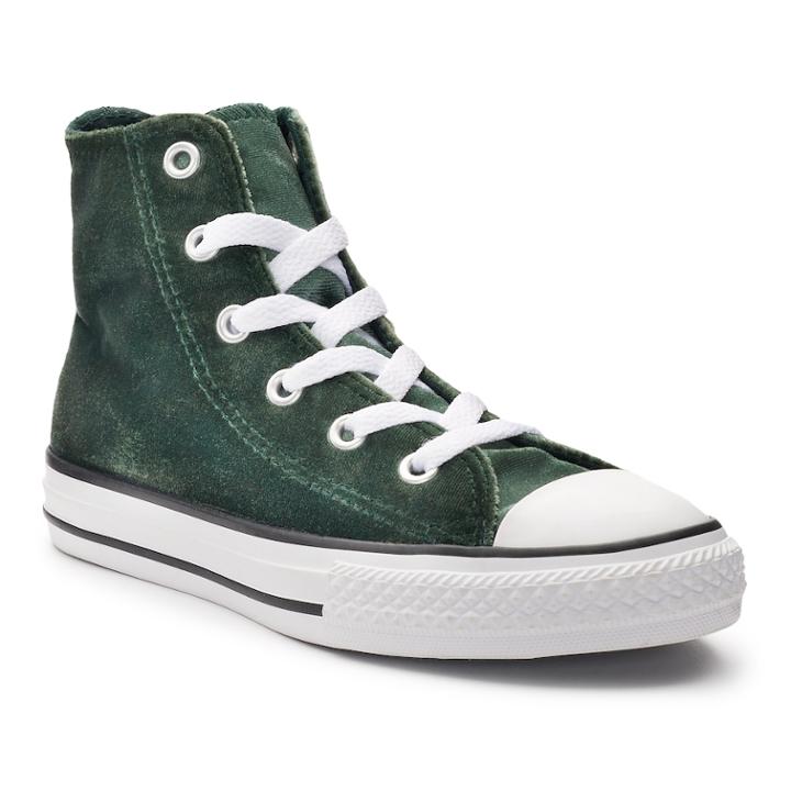 Girls' Converse Chuck Taylor All Star Velvet High Top Sneakers, Size: 3, Green Oth