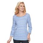 Women's Croft & Barrow&reg; Button-tab Scoopneck Tee, Size: Medium, Blue (navy)