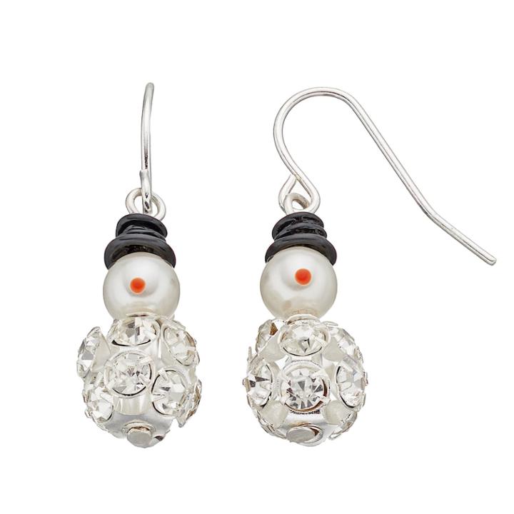 Snowman Fireball Drop Earrings, Women's, White
