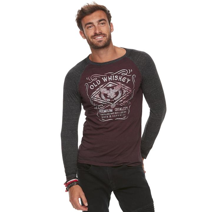 Men's Rock & Republic Graphic Raglan Tee, Size: Xxl, Brt Red