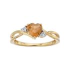 10k Gold Citrine & Diamond Accent Swirl Heart Ring, Women's, Size: 8, Orange