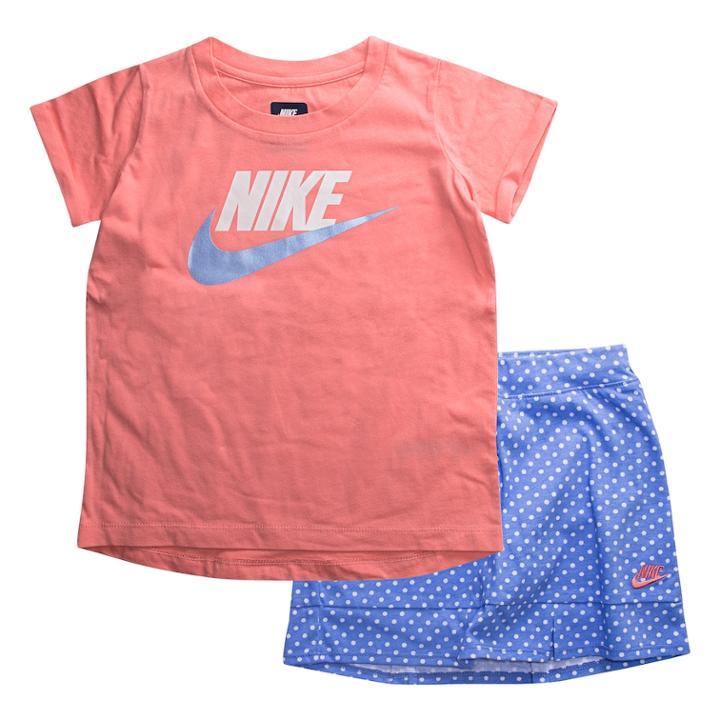 Girls 4-6x Nike Logo Tee & Polka-dot Skort, Size: 4, Brt Blue