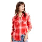 Women's Levi's Workwear Plaid Button-down Shirt, Size: Medium, Red