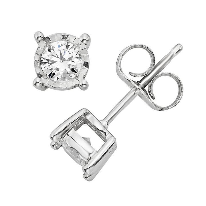 1/4 Carat T.w. Diamond 10k White Gold Stud Earrings, Women's