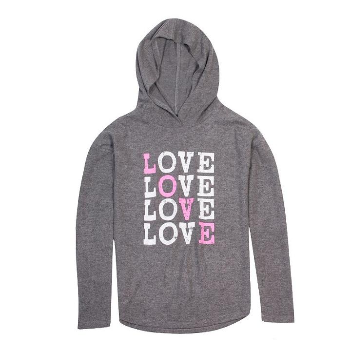 Plus Size Girls 7-16 Harper & Elliott Hooded Hatchi Graphic Tee, Size: Xxl Plus, Grey (charcoal)