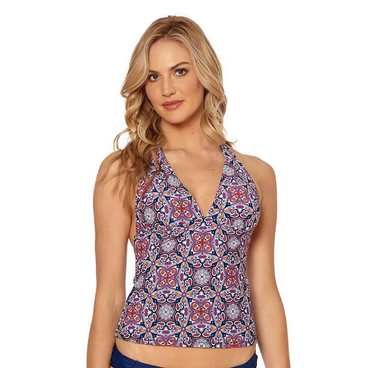 Women's Pink Envelope Mosaic Halterkini Top, Size: Xl, Multicolor