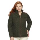 Plus Size Weathercast Quilted Side-stretch Jacket, Women's, Size: 1xl, Green
