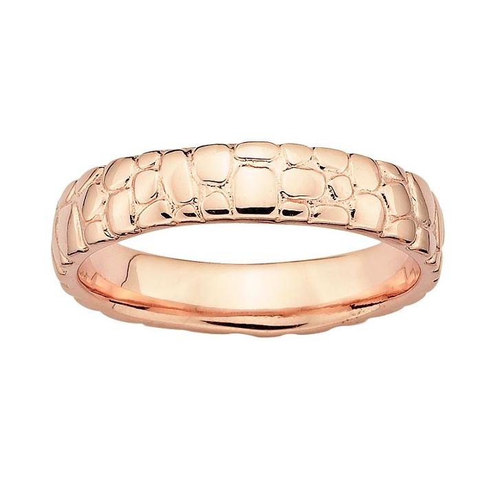 Stacks And Stones 18k Rose Gold Over Silver Pebbled Stack Ring, Women's, Size: 8, Grey