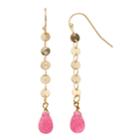 Lc Lauren Conrad Pink Bead Nickel Free Disc Linear Drop Earrings, Women's