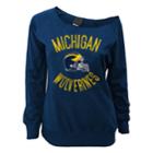 Juniors' Michigan Wolverines Flashdance Slouch Crewneck, Teens, Size: Small, Dark Blue