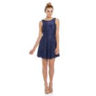 Juniors' Speechless Glitter Lace Skater Dress, Teens, Size: 13, Blue (navy)