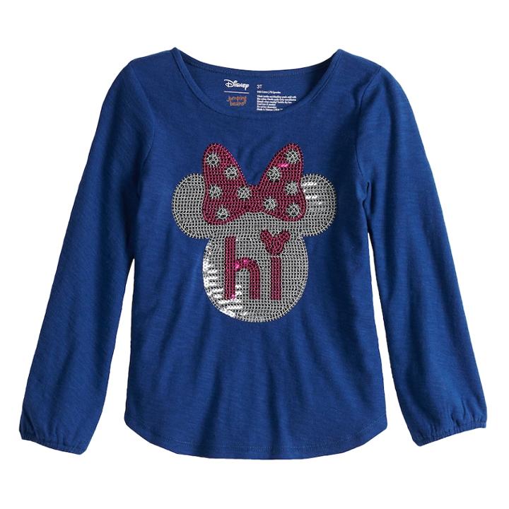 Disney's Minnie Mouse Toddler Girl Hi Sequin Long Sleeve Tee By Jumping Beans&reg;, Size: 2t, Blue (navy)