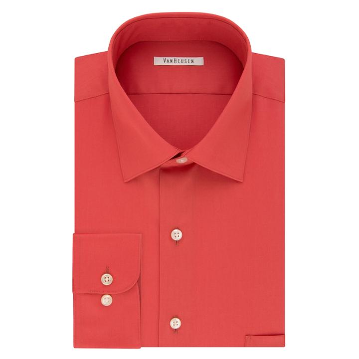 Big & Tall Van Heusen Regular-fit Solid Lux Sateen No-iron Spread-collar Dress Shirt, Men's, Size: 20 36/7b, Med Pink