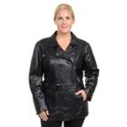 Plus Size Excelled Asymmetrical Leather Jacket, Women's, Size: 2xl, Black