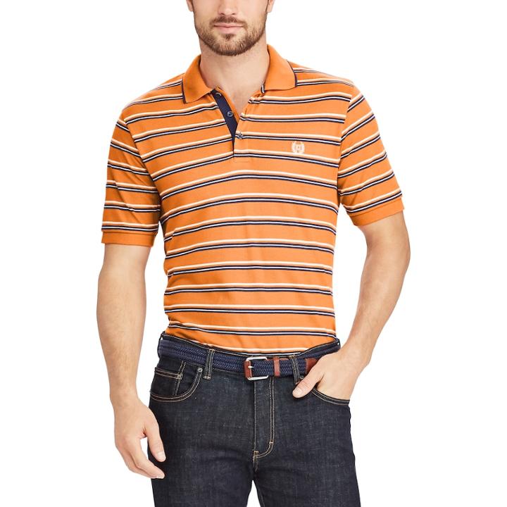 Big & Tall Chaps Classic-fit Striped Mesh Polo, Men's, Size: 2xb, Orange