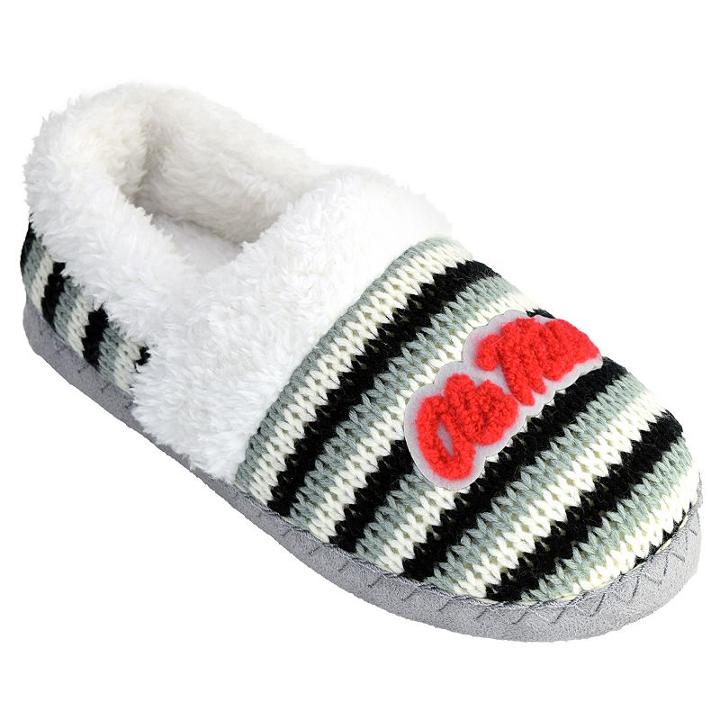 Women's Ole Miss Rebels Striped Sweater Slipers, Size: Large, White Oth