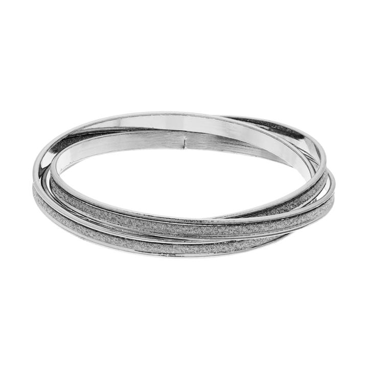 3-piece Silver Tone Glitter Bangle Bracelet Set, Women's