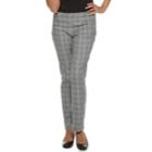 Women's Briggs Millennium Plaid Slim-cut Pants, Size: Large, Black Gray Plaid