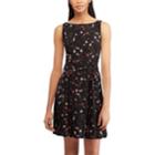 Women's Chaps Floral Gathered-waist Fit & Flare Dress, Size: Large, Black