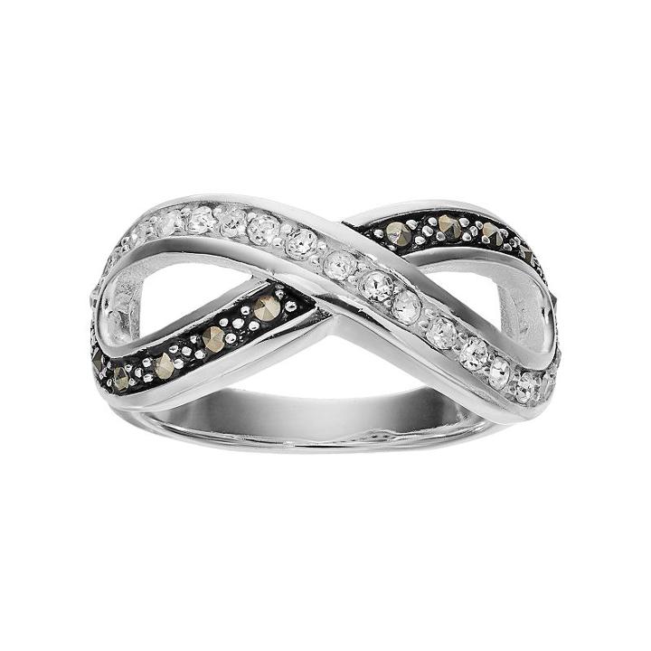 Silver Luxuries Marcasite & Crystal Infinity Ring, Women's, Size: 8, Grey