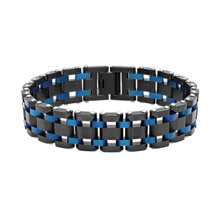 Men's Two Tone Stainless Steel Bracelet, Size: 9, Multicolor