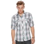 Men's Rock & Republic Plaid Button-down Shirt, Size: Small, Dark Grey