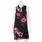 Juniors' Iz Byer Floral Ruffle Tie Shift Dress, Teens, Size: Xs, Black Floral Print