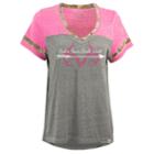 Women's Realtree Clover Short Sleeve Burnout Graphic Tee, Size: Small, Dark Pink