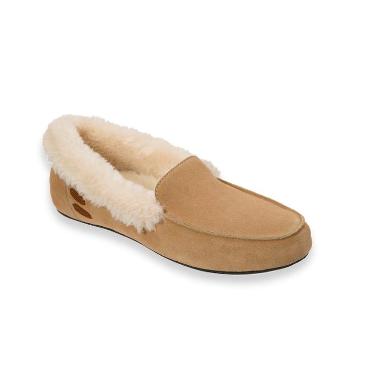 Women's Dearfoams Suede Moccasin Slippers, Size: Medium (10), Beige