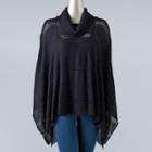 Women's Simply Vera Vera Wang Draped Poncho Sweater, Size: Small, Grey Other