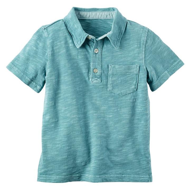 Boys 4-8 Carter's Slubbed Polo, Size: 7, Turquoise/blue (turq/aqua)